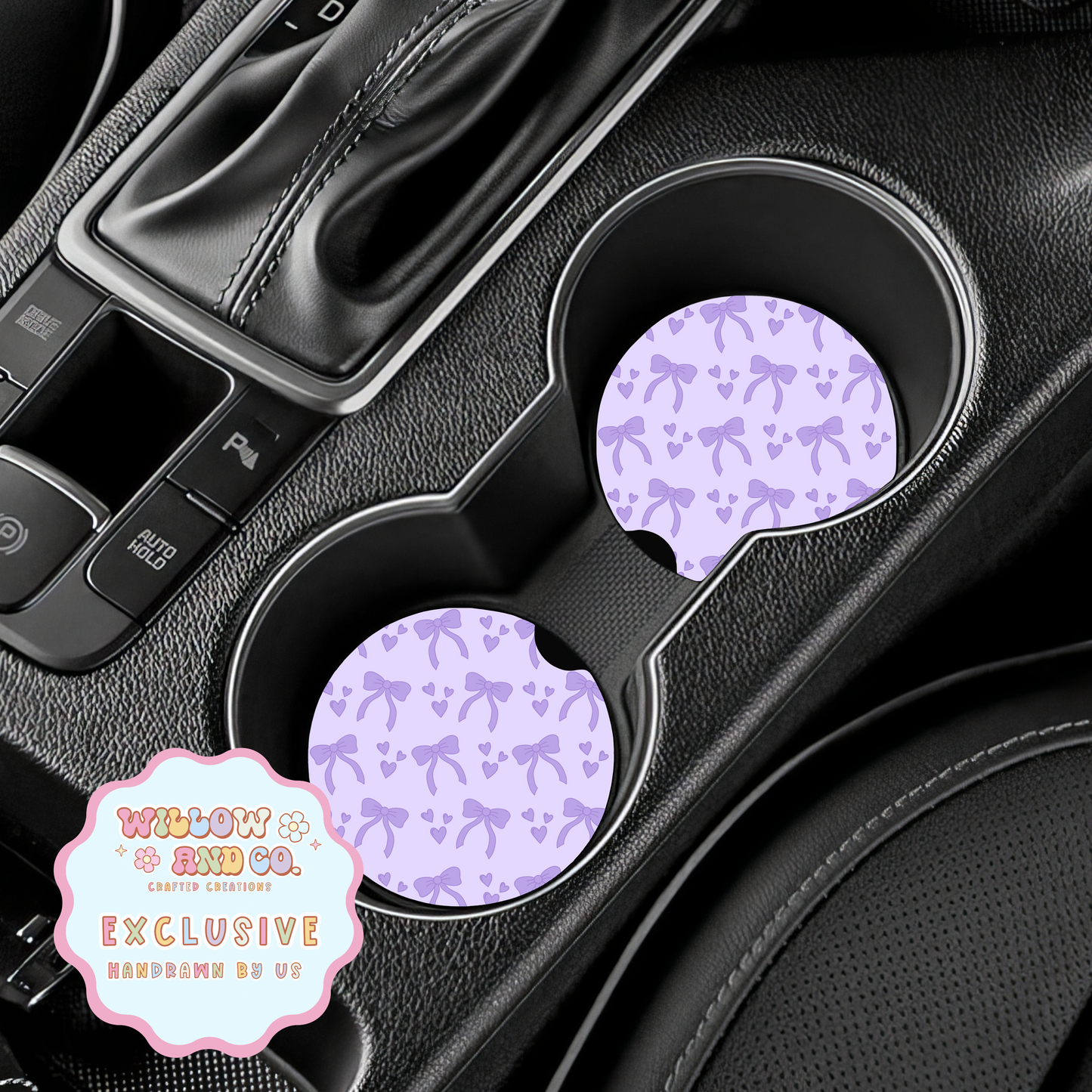 Love & Bows (Purple) - Car Coasters