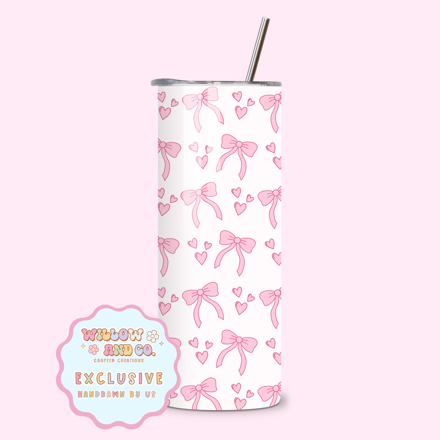 Love & Bows (Pink) - Metal Tumbler