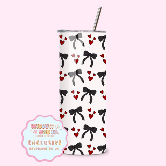 Love & Bows (Red & Black) - Metal Tumbler