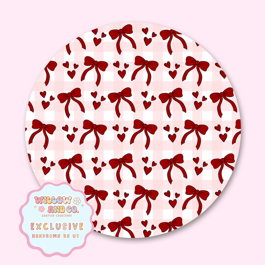 Love & Bows (Pink Gingham) - Mousepad