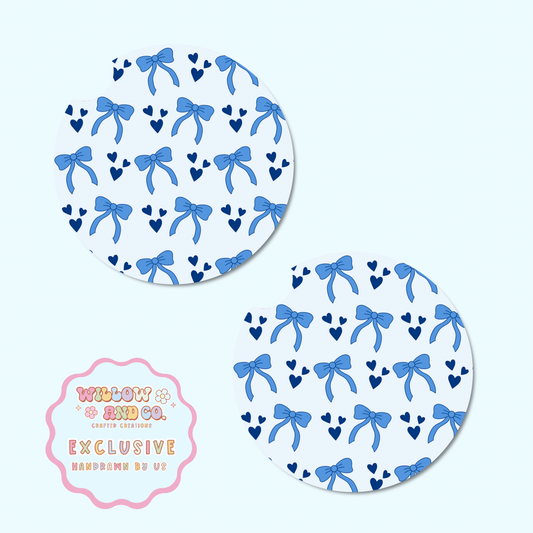 Love & Bows (Blue Mix) - Car Coasters