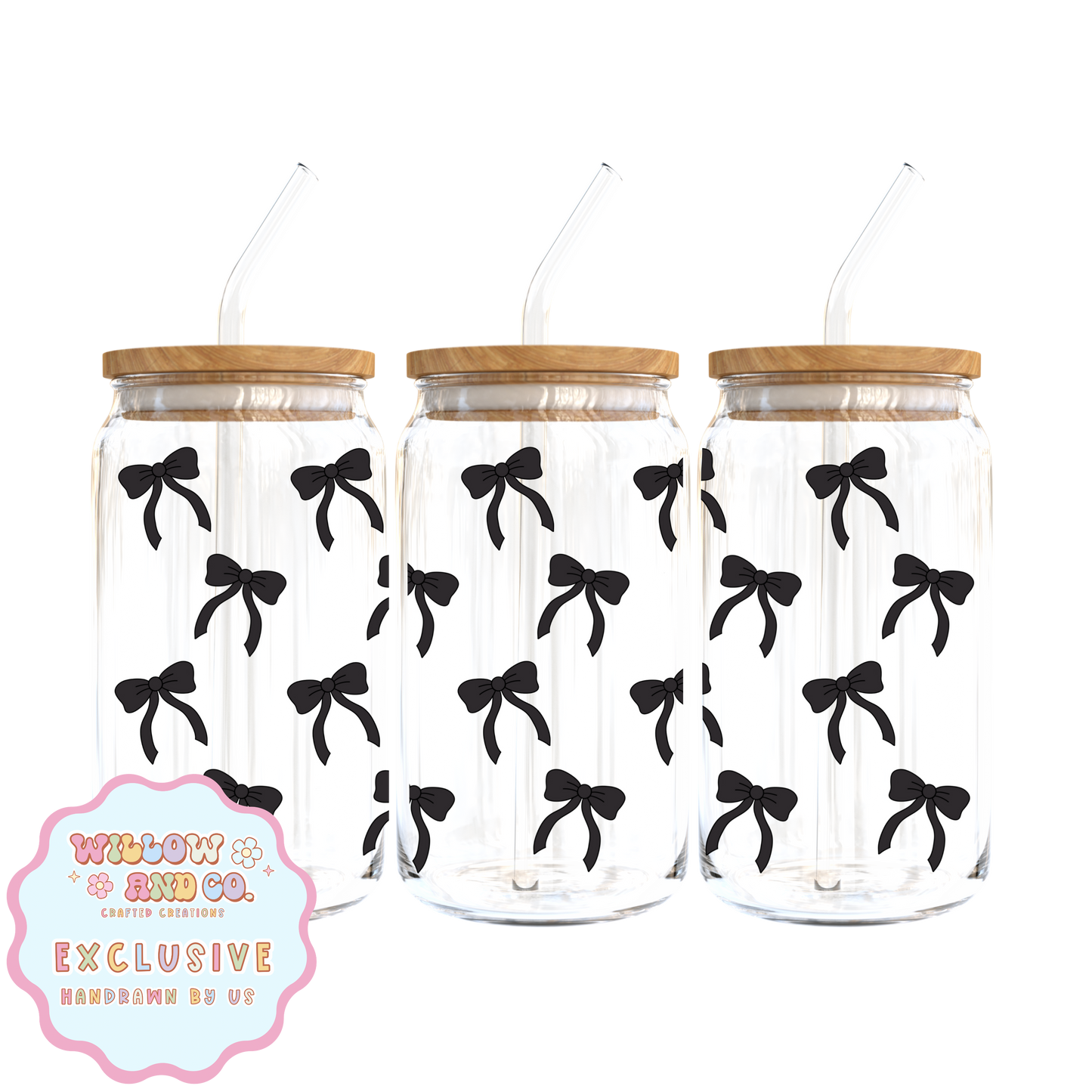 Black Bows - Glass Tumbler