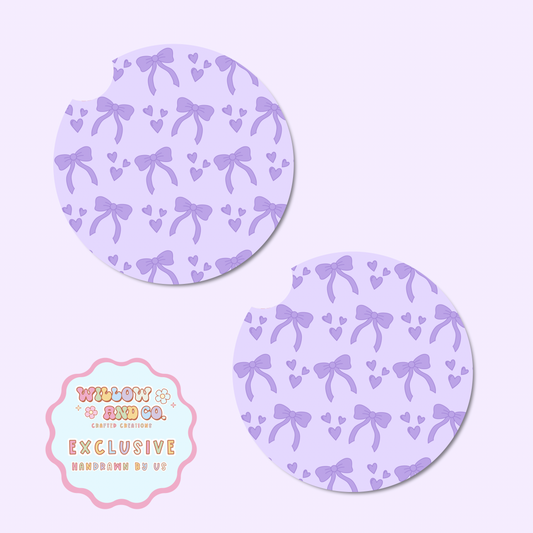 Love & Bows (Purple) - Car Coasters