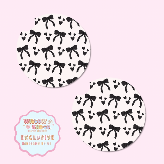 Love & Bows (Black) - Car Coasters