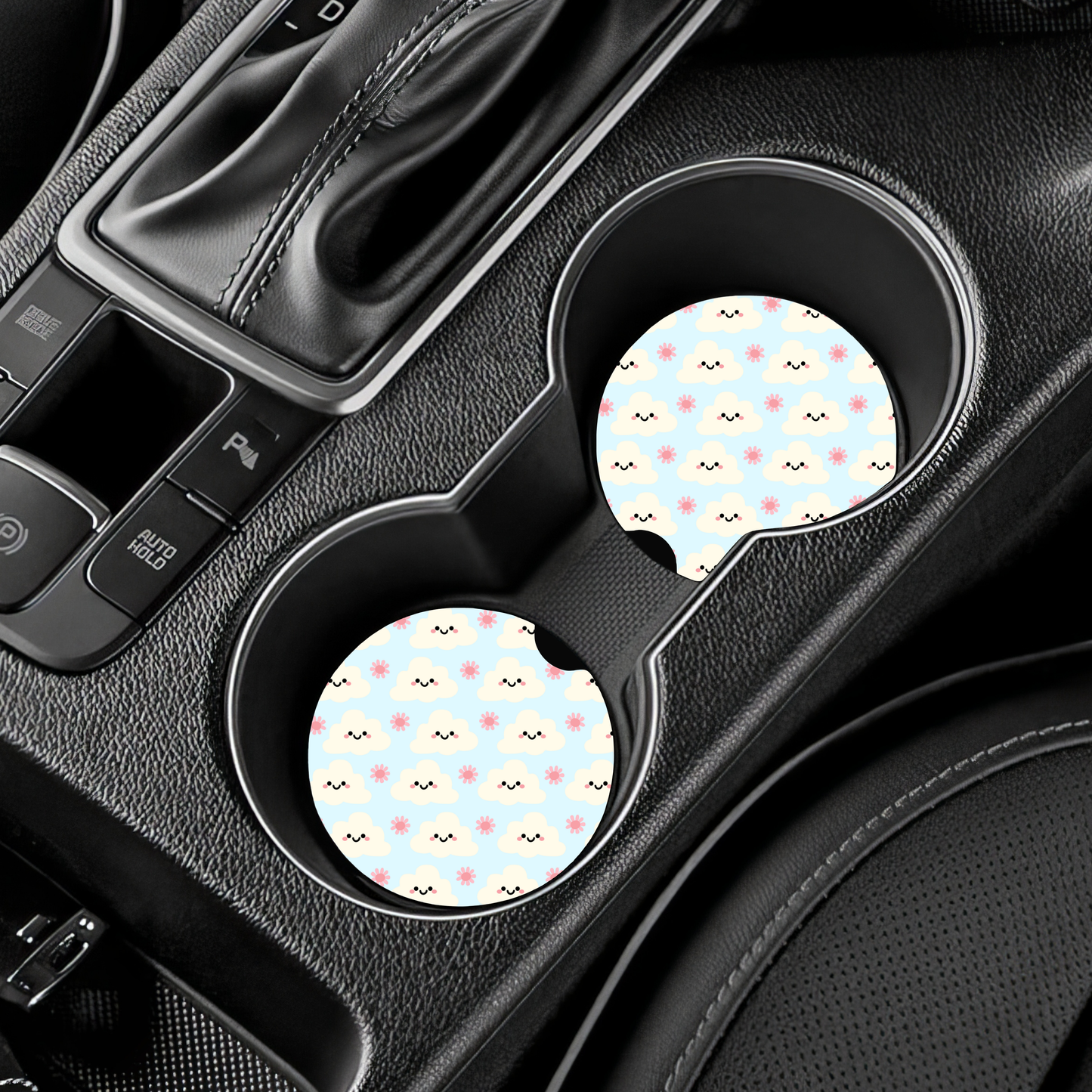Cloudy Smiles Car Coasters