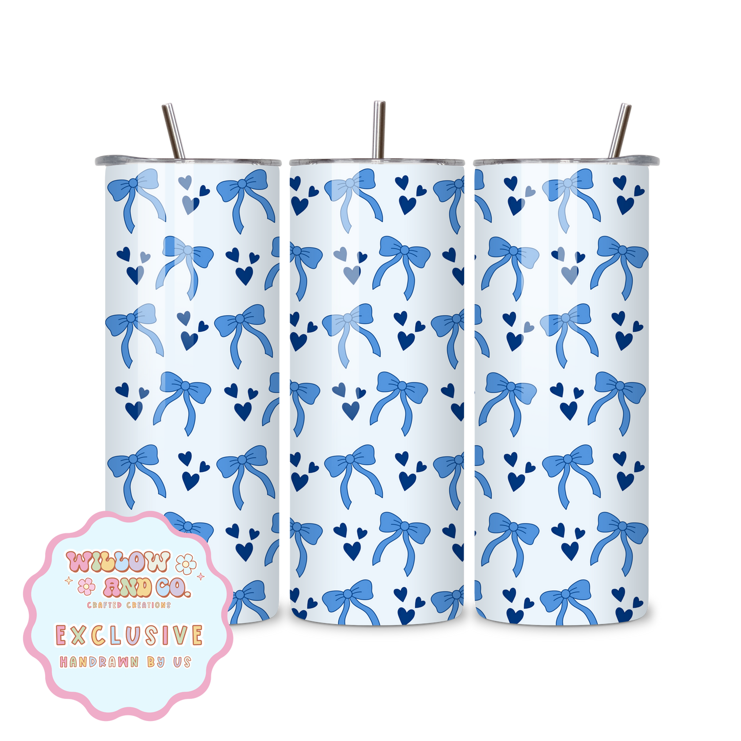 Love & Bows (Blue Mix) - Metal Tumbler