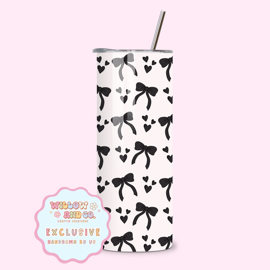 Love & Bows (Black) - Metal Tumbler