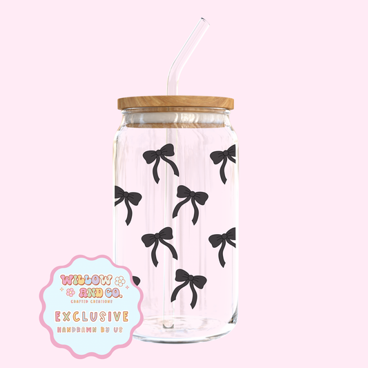 Black Bows - Glass Tumbler