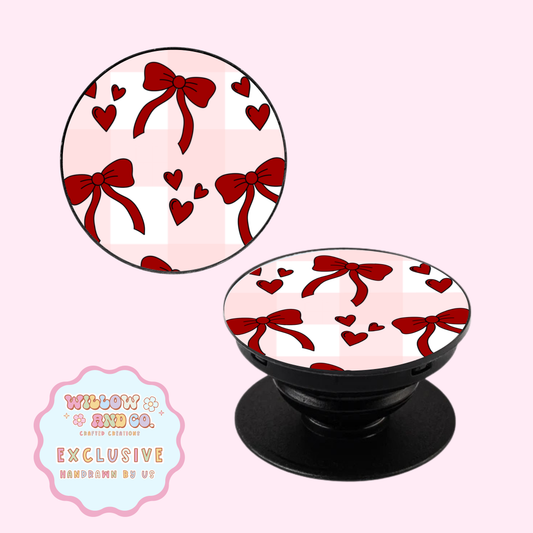Love & Bows (Pink Gingham) - Pop Socket
