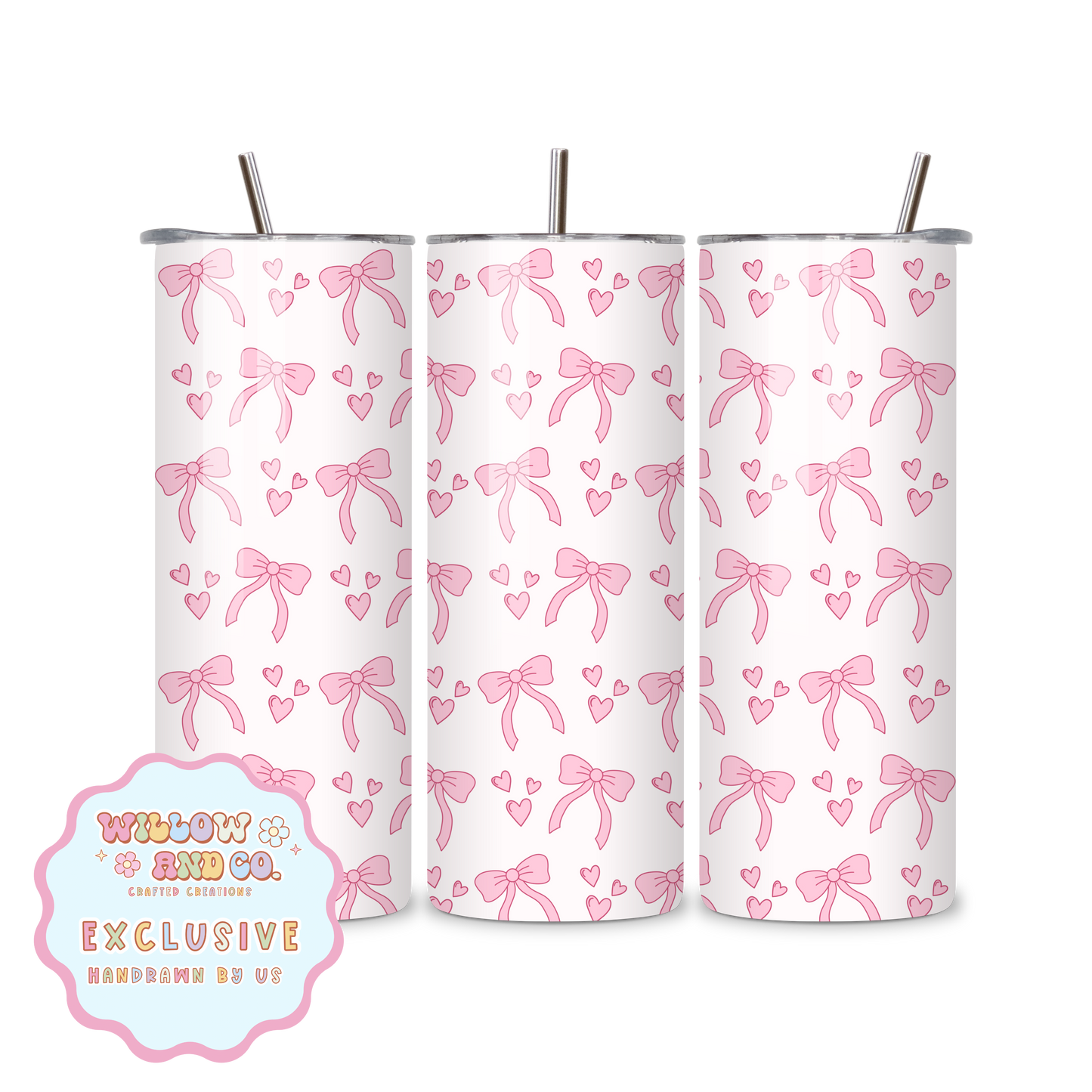Love & Bows (Pink) - Metal Tumbler