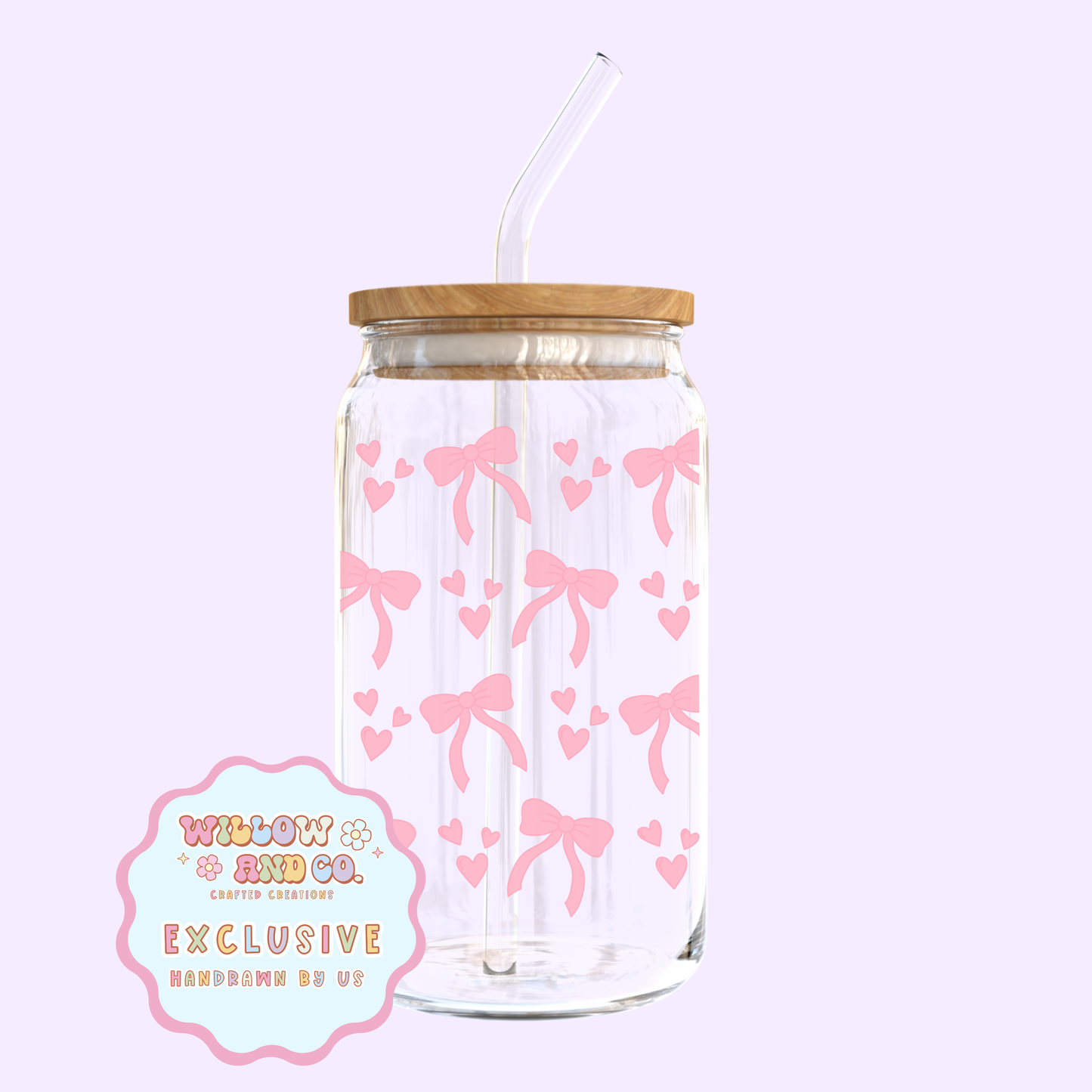 Love & Bows (Pink) - Glass Tumbler