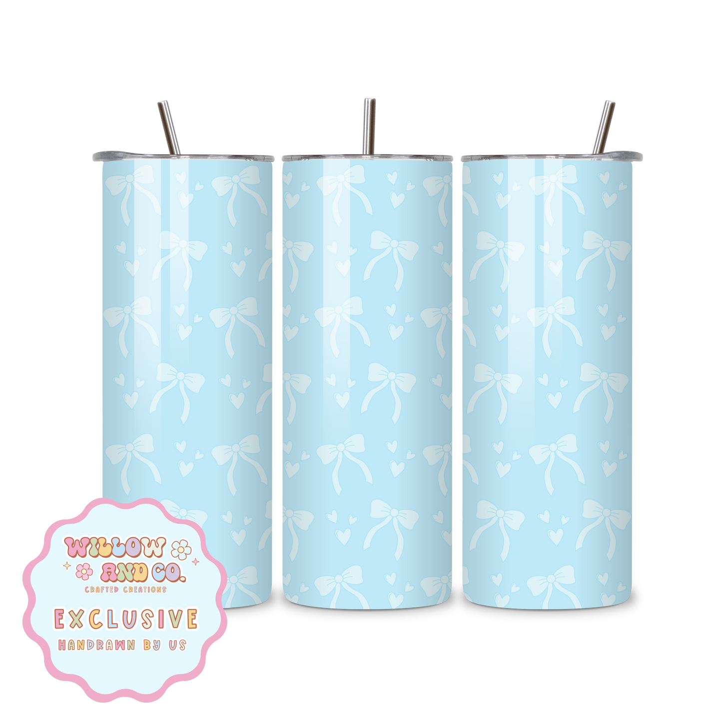 Love & Bows (Blue) - Metal Tumbler