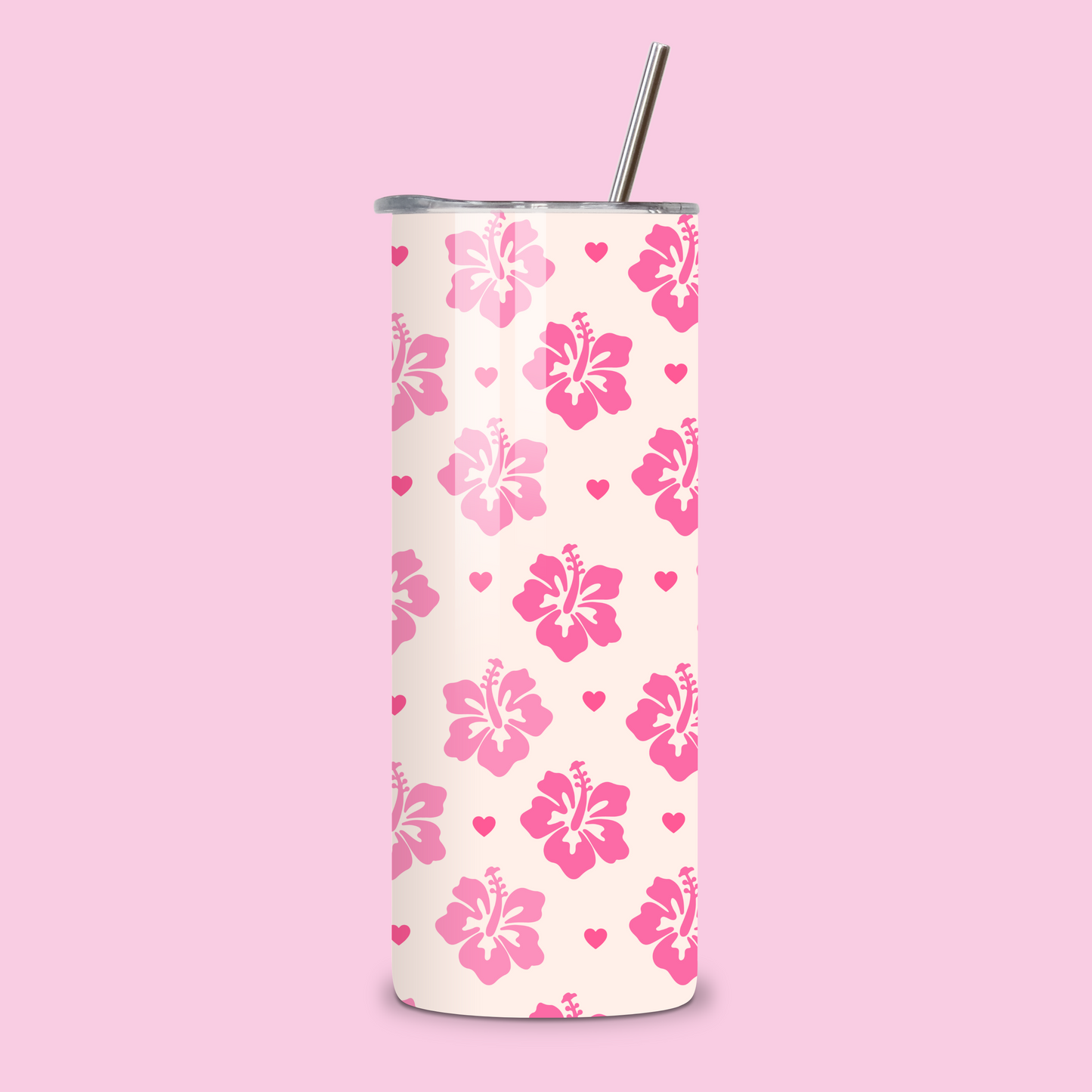 Hibiscus Hearts Metal Tumbler