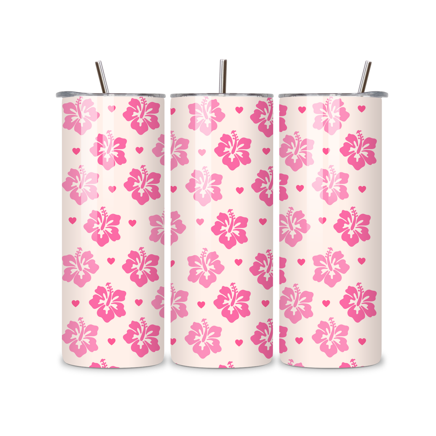 Hibiscus Hearts Metal Tumbler