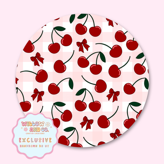 Cherry Vibes (Pink Gingham) Mousepad