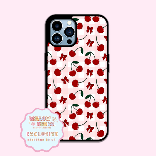Cherry Vibes (Pink Gingham) - Phone Case