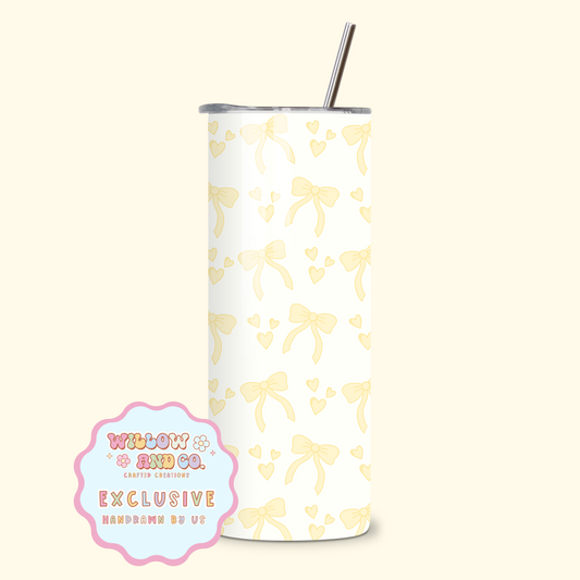 Love & Bows (Yellow) - Metal Tumbler