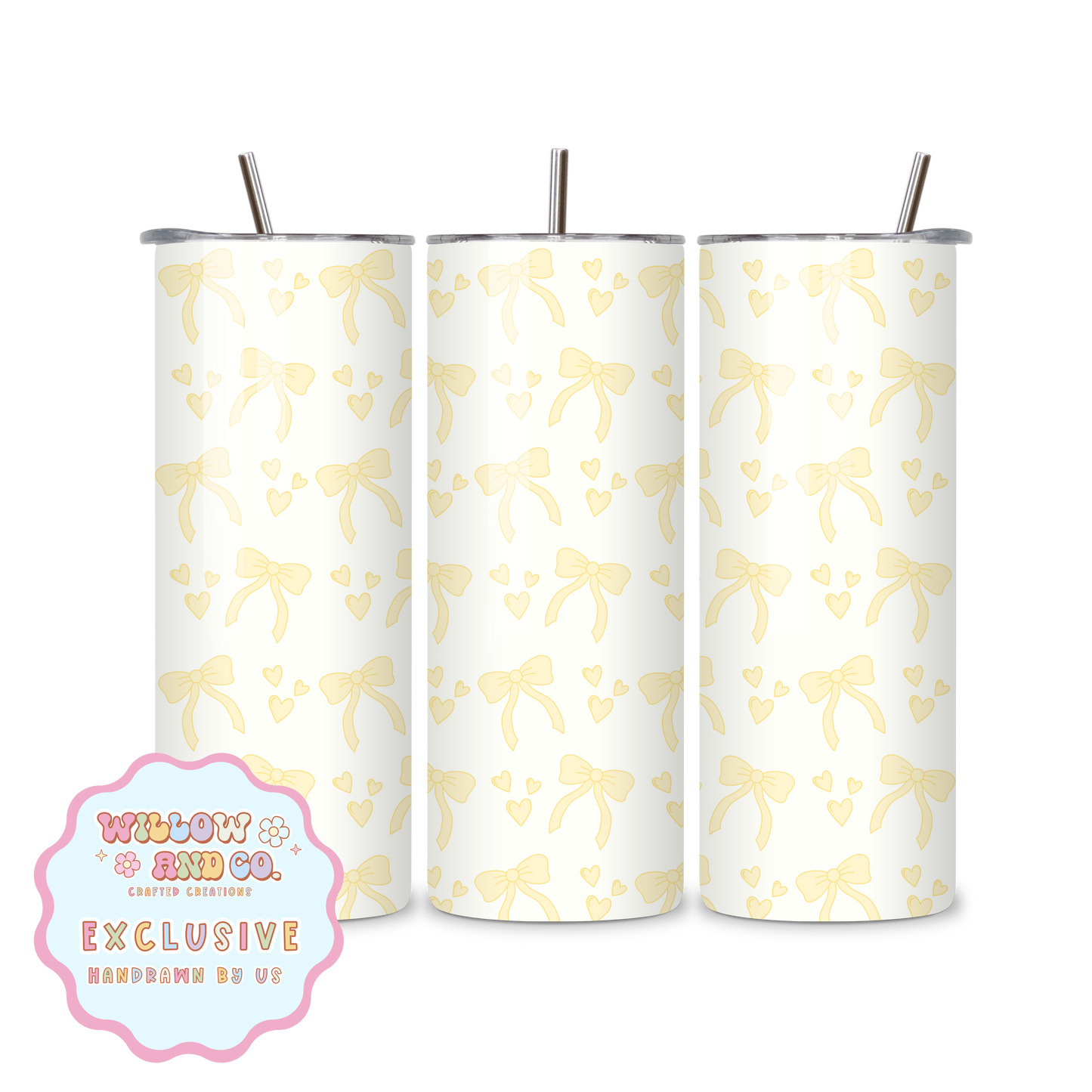 Love & Bows (Yellow) - Metal Tumbler