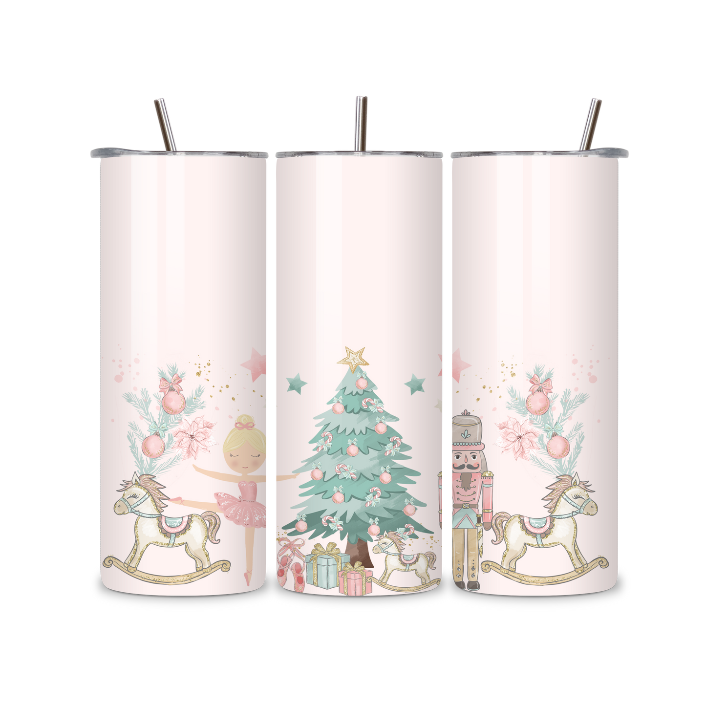 Swan Lake Christmas Metal Tumbler