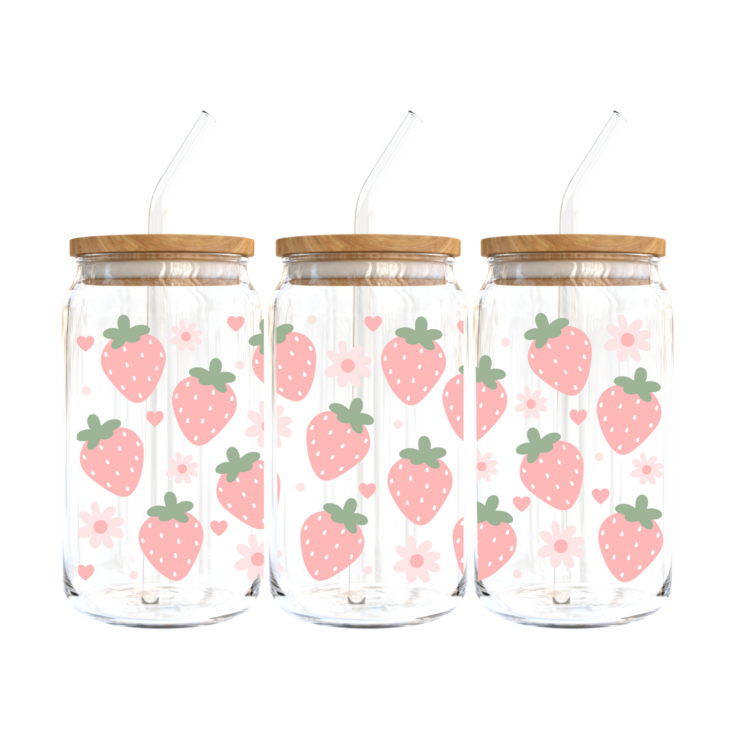 Pastel Strawberries Glass Tumbler