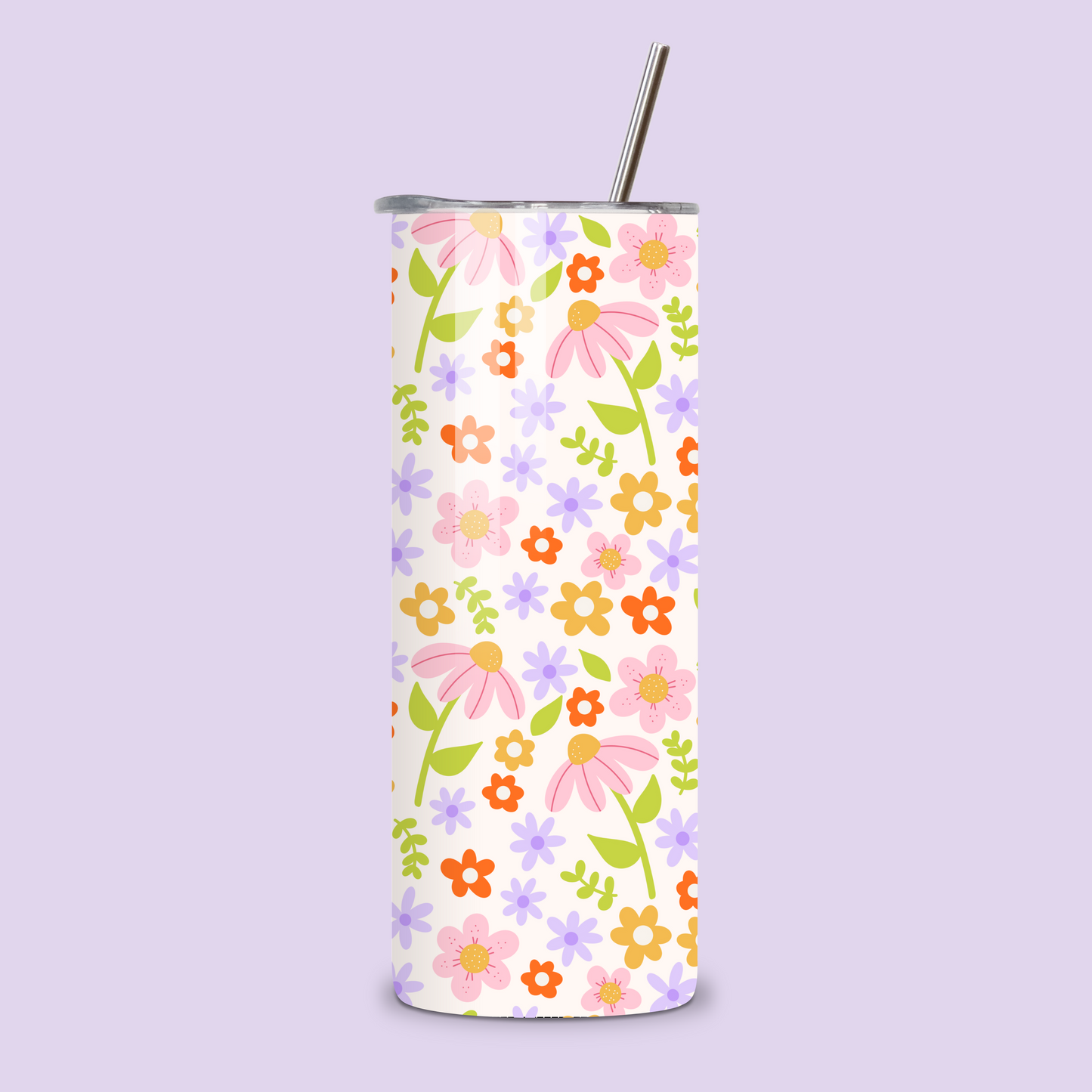 Spring Floral Metal Tumbler