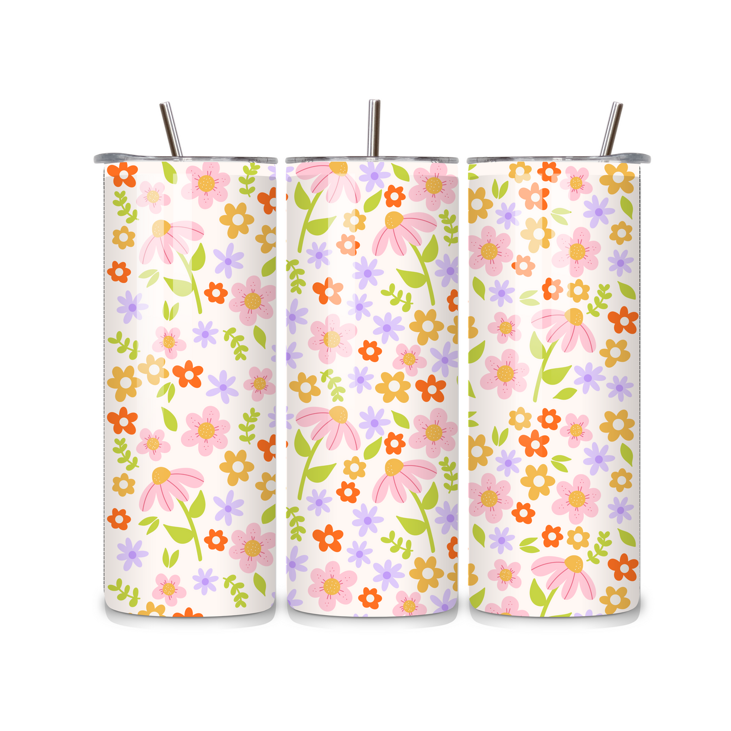 Spring Floral Metal Tumbler
