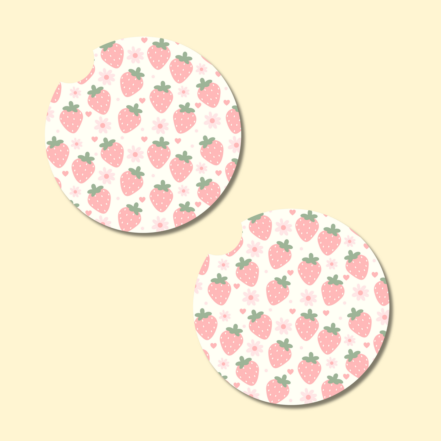 Pastel Strawberries Car Coasters