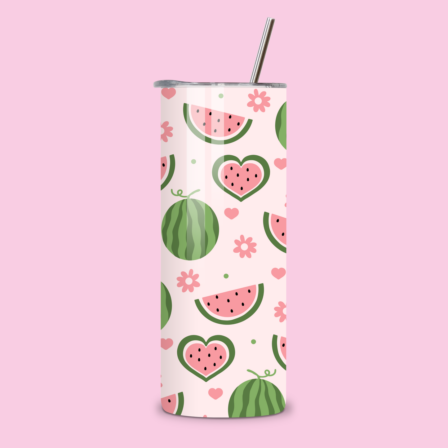 Watermelon Hearts Metal Tumbler