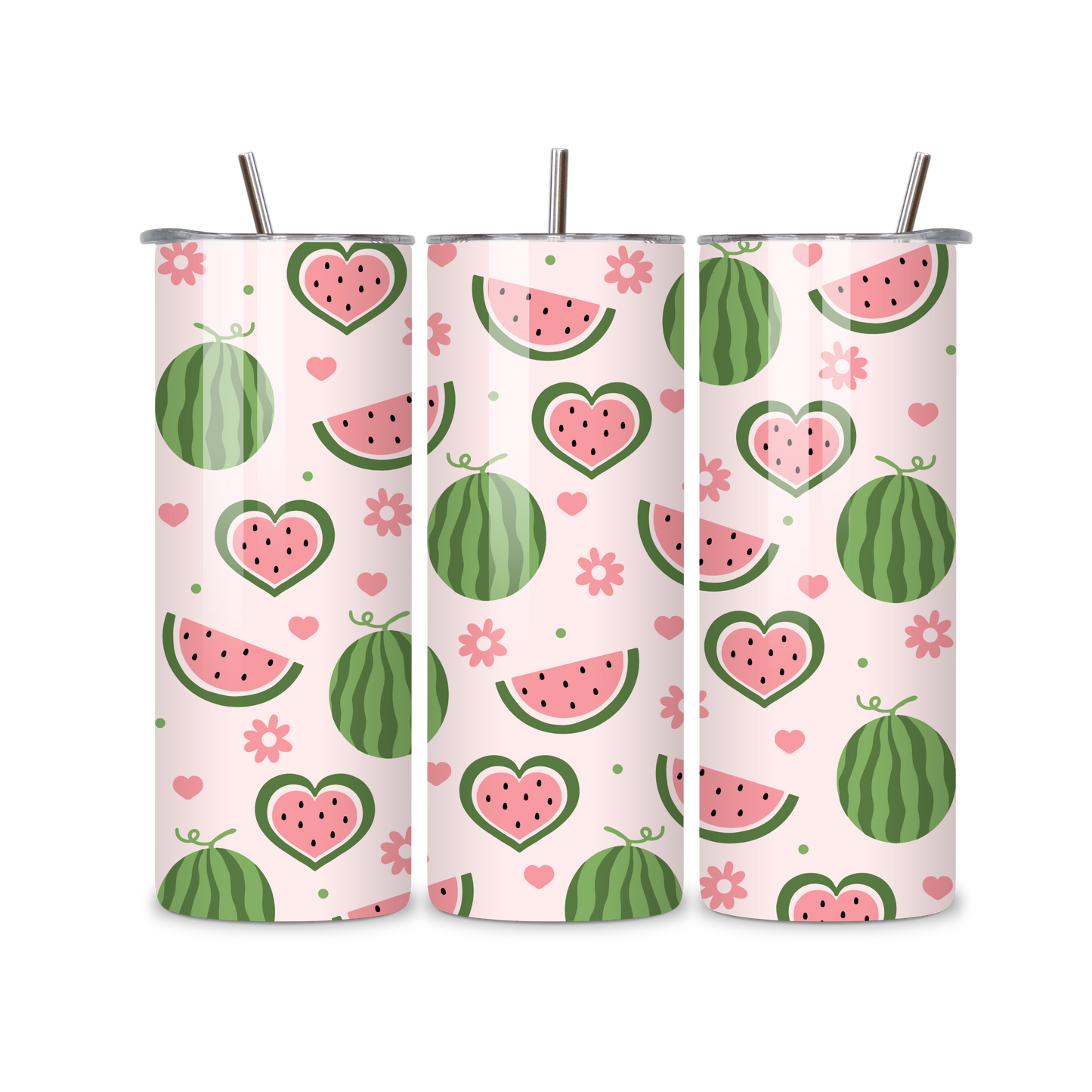Watermelon Hearts Metal Tumbler