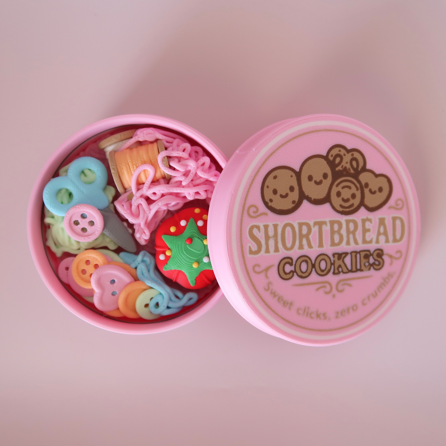 Shortbread Tin Fidget Clicker | Cookie or Sewing Kit Clicker Toy