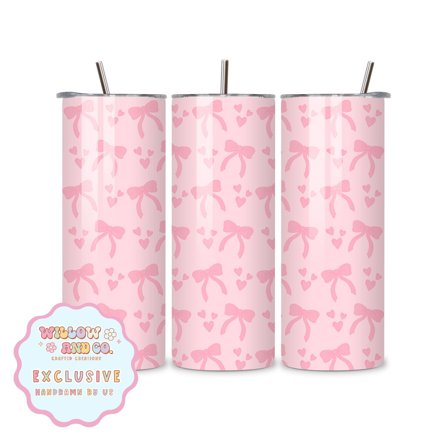 Love & Bows (Pink) - Metal Tumbler