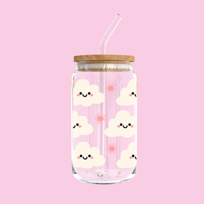 Cloudy Smiles Glass Tumbler