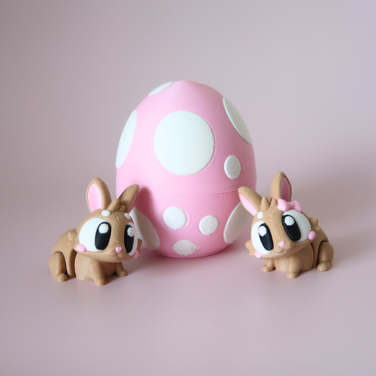 Articulated Bunny with Easter Egg – 3D Printed Posable Bunny Toy