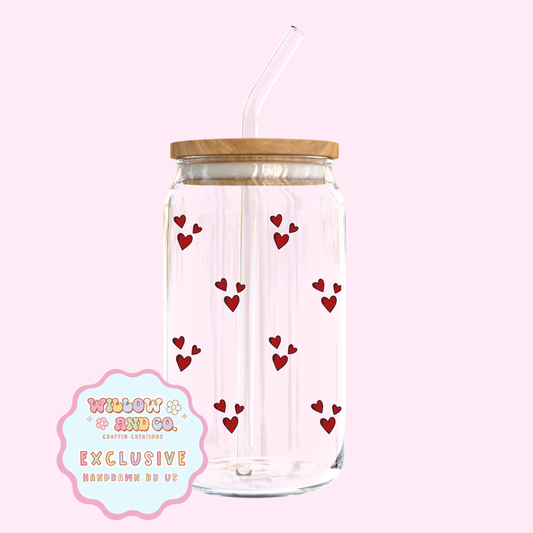 Red Hearts - Glass Tumbler