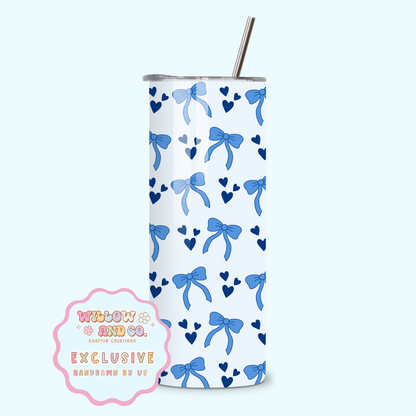 Love & Bows (Blue Mix) - Metal Tumbler