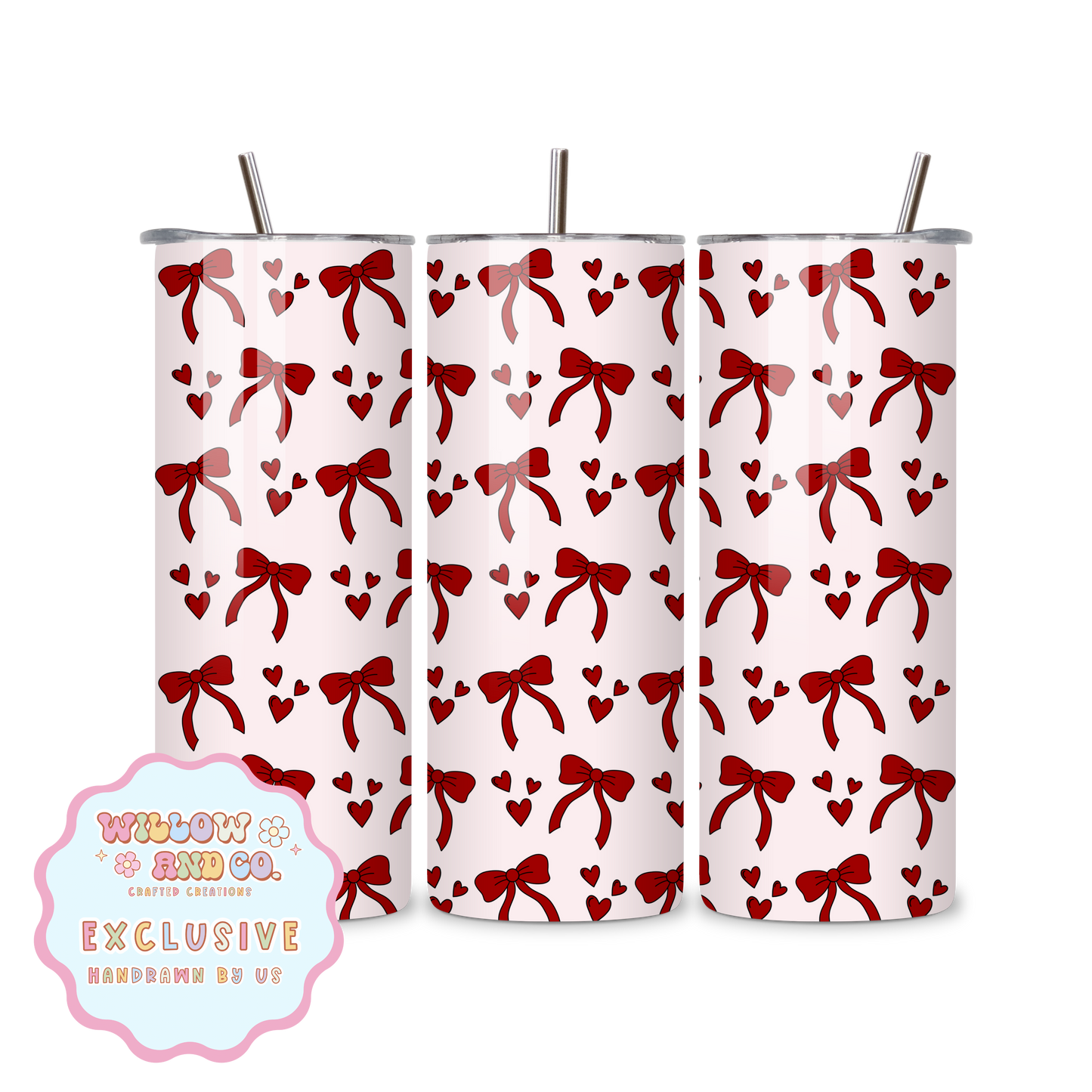 Love & Bows (Red) - Metal Tumbler