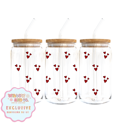 Red Hearts - Glass Tumbler