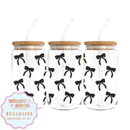 Black Bows - Glass Tumbler