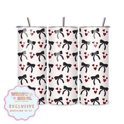 Love & Bows (Red & Black) - Metal Tumbler