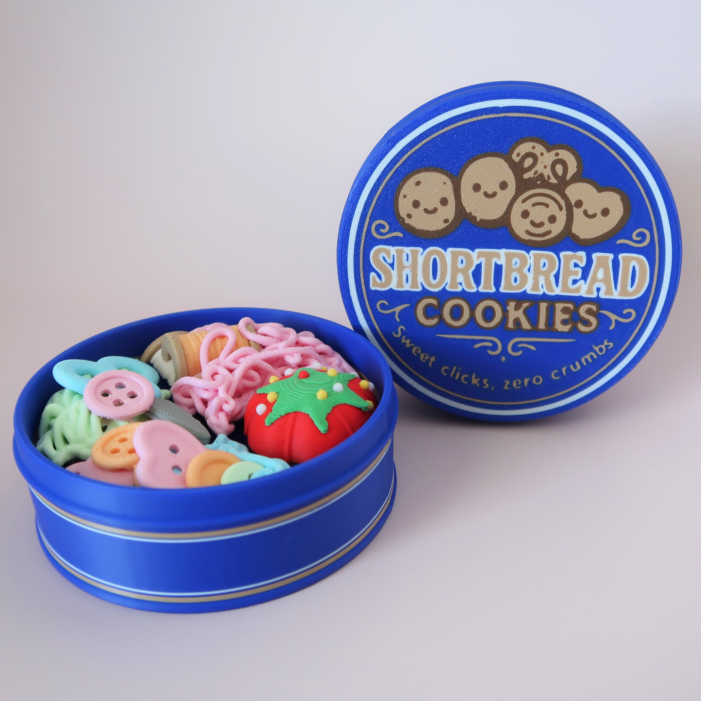 Shortbread Tin Fidget Clicker | Cookie or Sewing Kit Clicker Toy