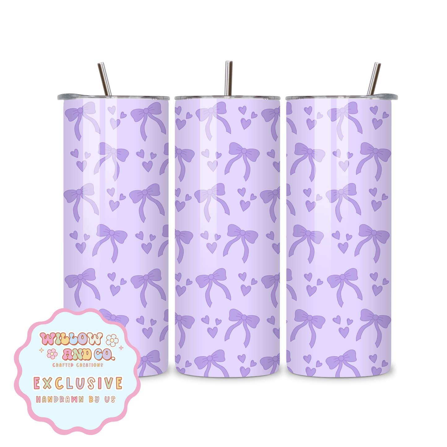 Love & Bows (Purple) - Metal Tumbler