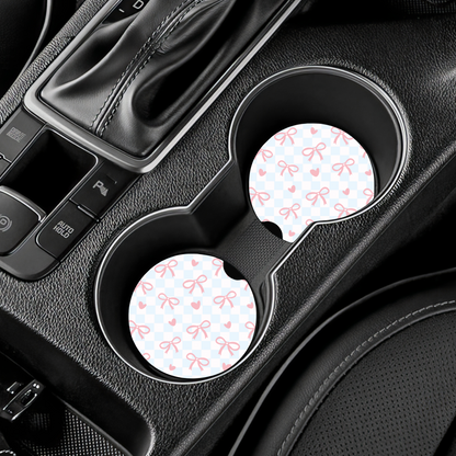 Coquette Blue Check Car Coasters