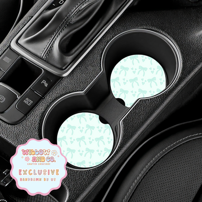 Love & Bows (Teal) - Car Coasters