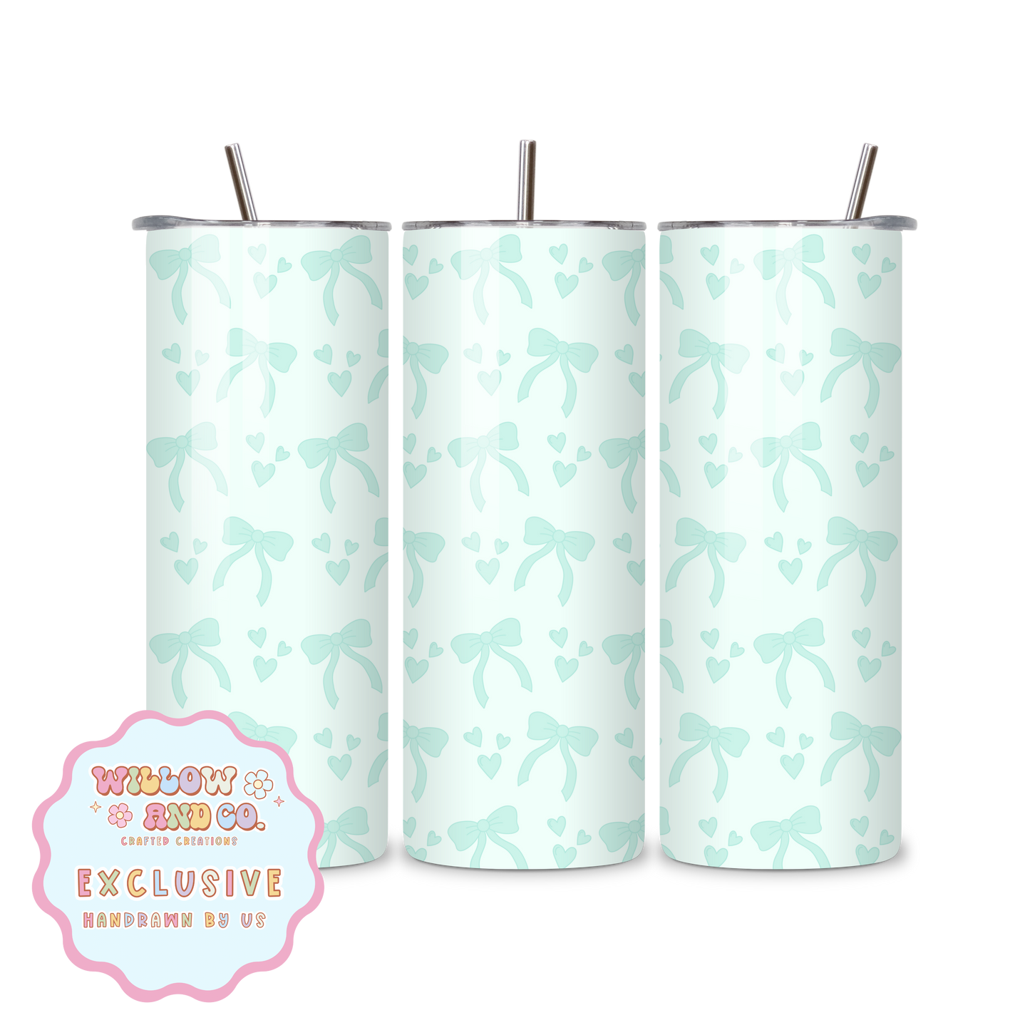 Love & Bows (Teal) - Metal Tumbler