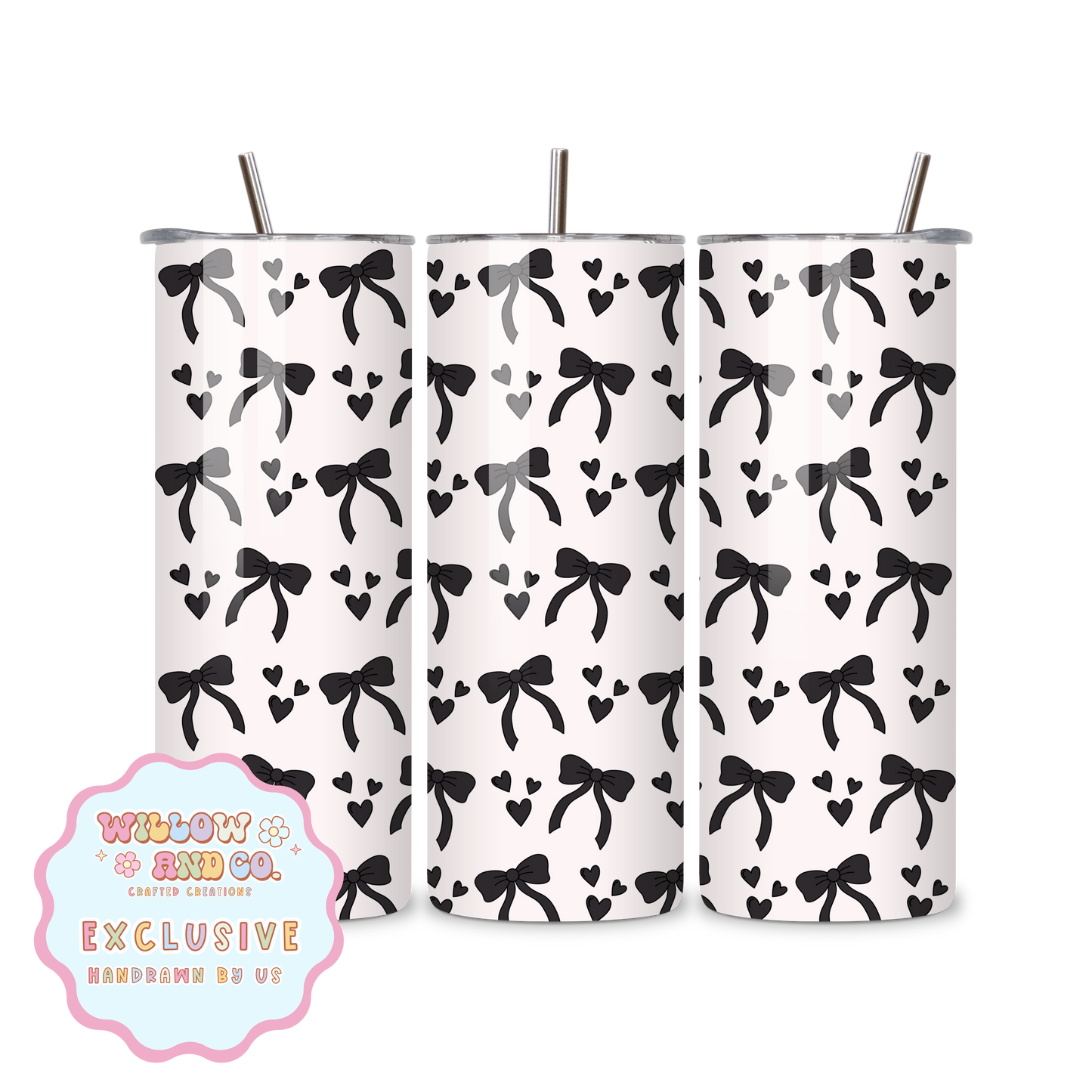 Love & Bows (Black) - Metal Tumbler