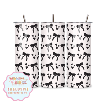 Love & Bows (Black) - Metal Tumbler