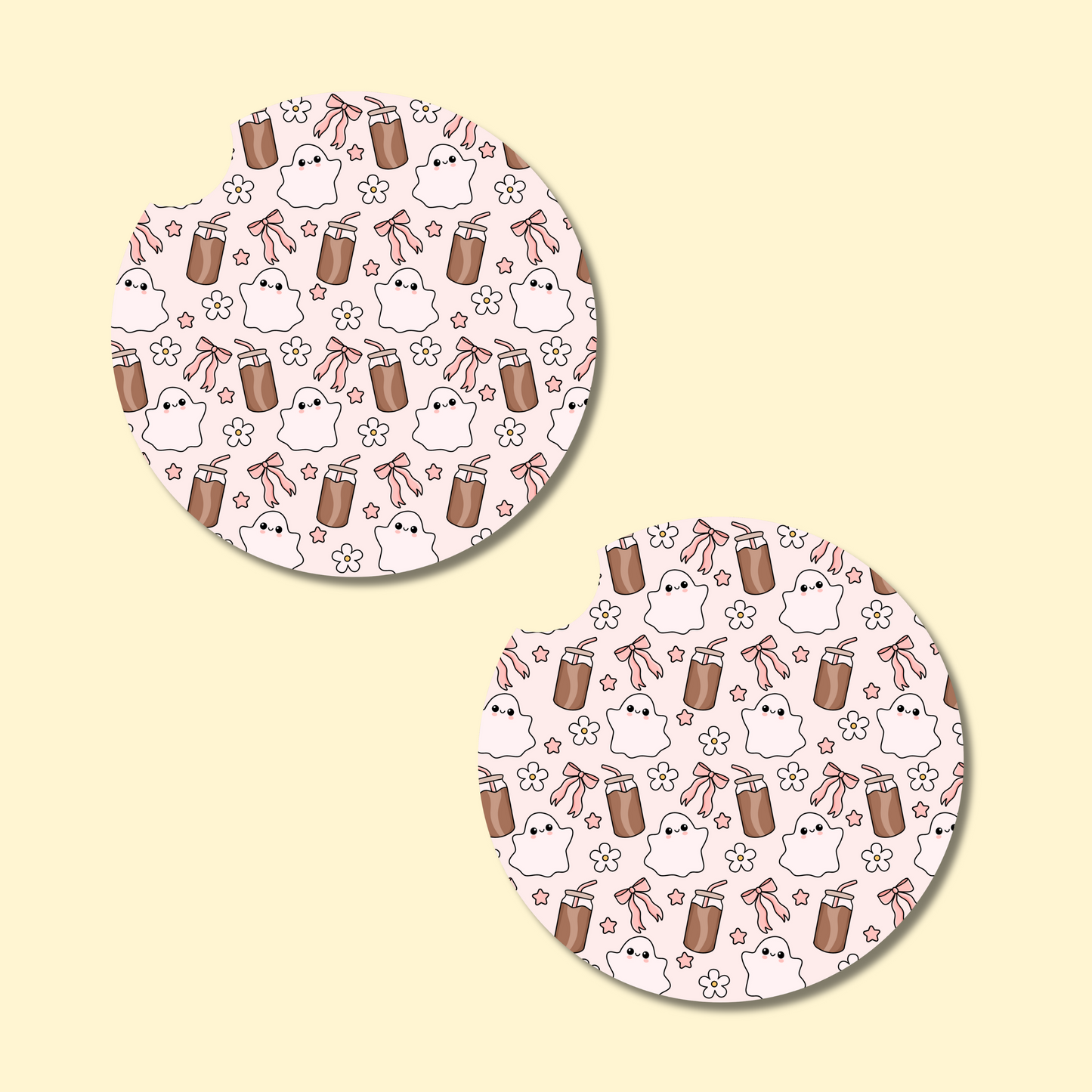 Ghost Iced Coffee Car Coasters
