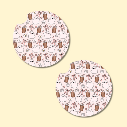 Ghost Iced Coffee Car Coasters