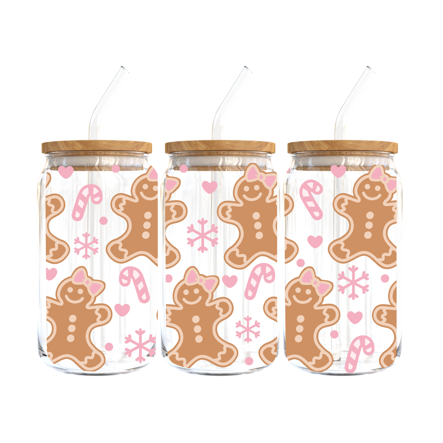 Girly Gingerbread Glass Tumbler