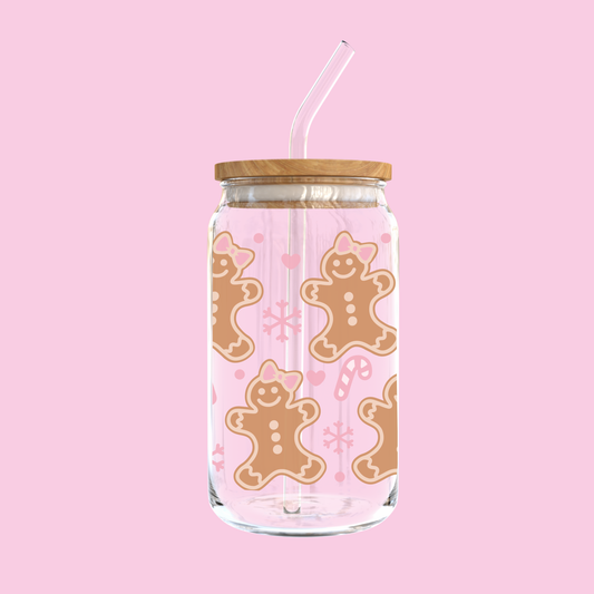 Girly Gingerbread Glass Tumbler
